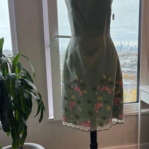 Chic Olive Green Floral Midi Dress
